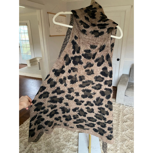 Leopard Print Waterfall Cardigan Vest Open Front Boho Buttery Soft M/L Festival - Picture 4 of 8